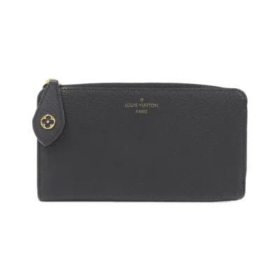 Pre-owned Louis Vuitton Black Leather Long Wallet (bi-fold) ()
