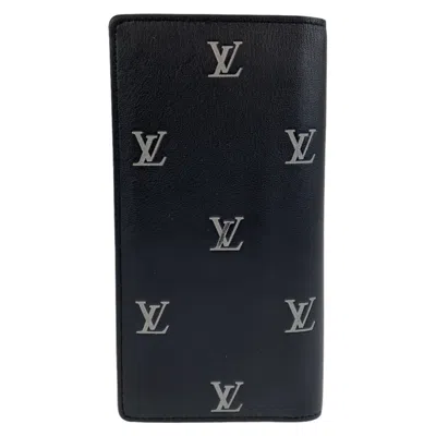 Pre-owned Louis Vuitton Black Leather Long Wallet (bi-fold) ()