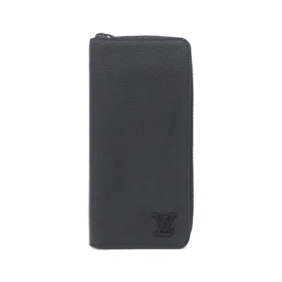 Pre-owned Louis Vuitton Black Leather Long Wallet (bi-fold) ()