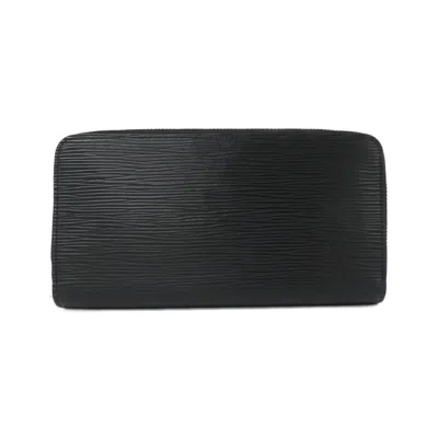Pre-owned Louis Vuitton Black Leather Long Wallet (bi-fold) ()