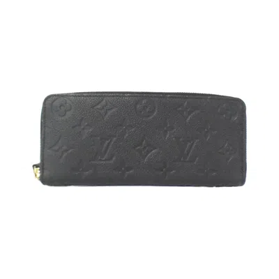 Pre-owned Louis Vuitton Black Leather Long Wallet (bi-fold) ()