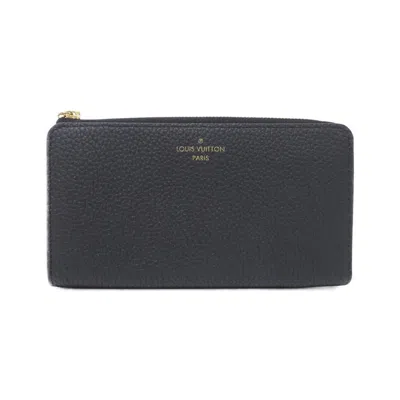 Pre-owned Louis Vuitton Black Leather Long Wallet (bi-fold) ()