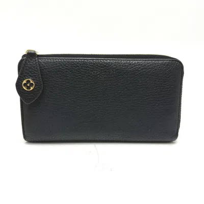 Pre-owned Louis Vuitton Black Leather Long Wallet (bi-fold) ()
