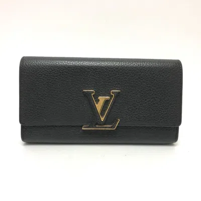 Pre-owned Louis Vuitton Black Leather Long Wallet (bi-fold) ()