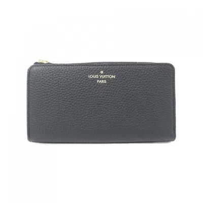 Pre-owned Louis Vuitton Black Leather Long Wallet (bi-fold) ()
