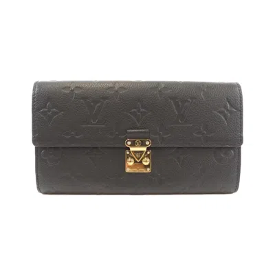 Pre-owned Louis Vuitton Black Leather Long Wallet (bi-fold) ()