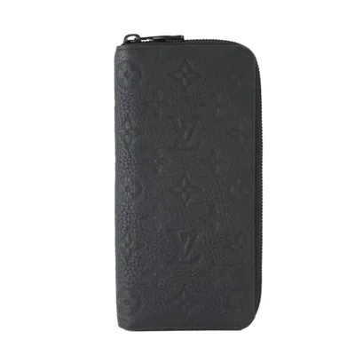 Pre-owned Louis Vuitton Black Leather Long Wallet (bi-fold) ()