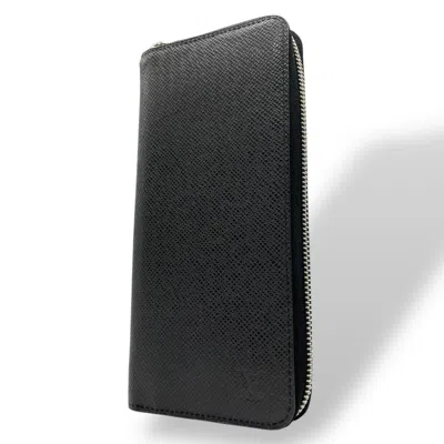 Pre-owned Louis Vuitton Black Leather Long Wallet (bi-fold) ()