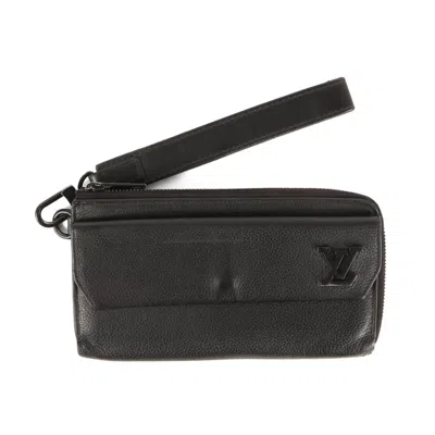 Pre-owned Louis Vuitton Black Leather Long Wallet (bi-fold) ()