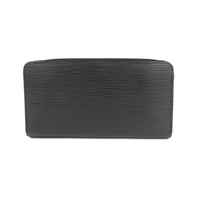 Pre-owned Louis Vuitton Black Leather Long Wallet (bi-fold) ()