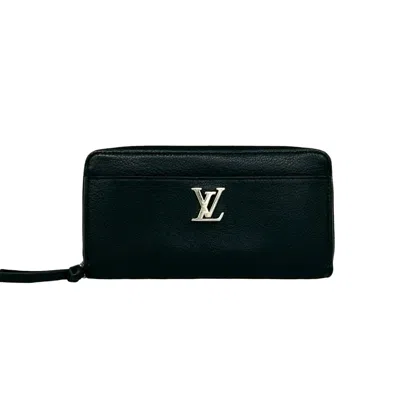Pre-owned Louis Vuitton Black Leather Long Wallet (bi-fold) ()