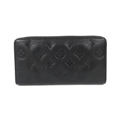 Pre-owned Louis Vuitton Black Leather Long Wallet (bi-fold) ()