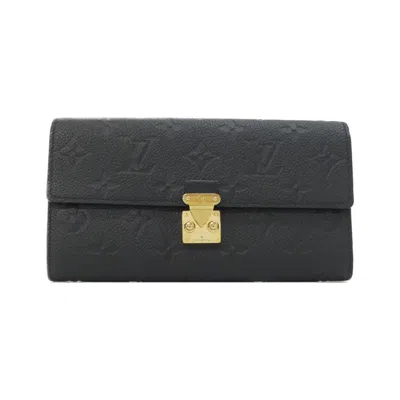 Pre-owned Louis Vuitton Black Leather Long Wallet (bi-fold) ()