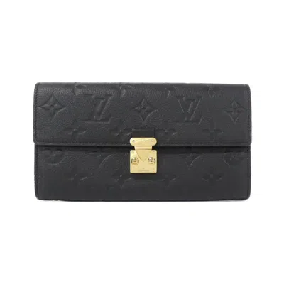 Pre-owned Louis Vuitton Black Leather Long Wallet (bi-fold) ()