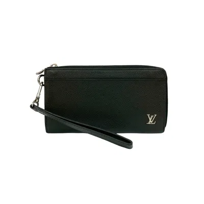 Pre-owned Louis Vuitton Black Leather Long Wallet (bi-fold) ()