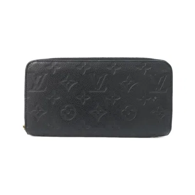Pre-owned Louis Vuitton Black Leather Long Wallet (bi-fold) ()