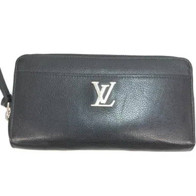 Pre-owned Louis Vuitton Black Leather Long Wallet (bi-fold) ()
