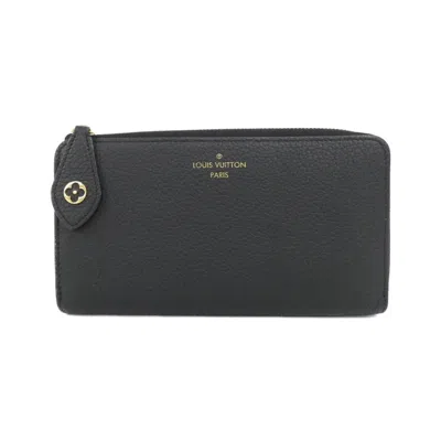 Pre-owned Louis Vuitton Black Leather Long Wallet (bi-fold) ()