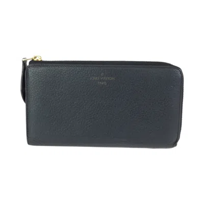 Pre-owned Louis Vuitton Black Leather Long Wallet (bi-fold) ()