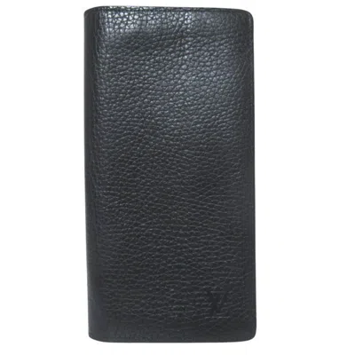 Pre-owned Louis Vuitton Black Leather Long Wallet (bi-fold) ()