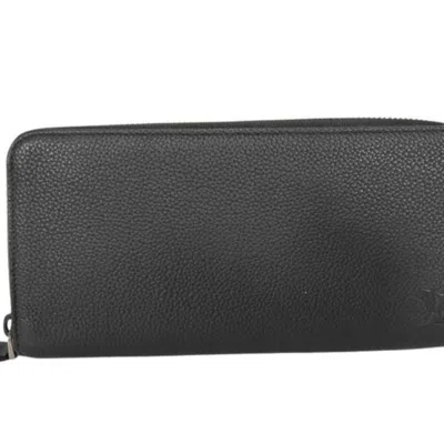 Pre-owned Louis Vuitton Black Leather Long Wallet (bi-fold) ()