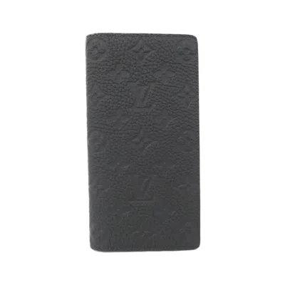 Pre-owned Louis Vuitton Black Leather Long Wallet (bi-fold) ()