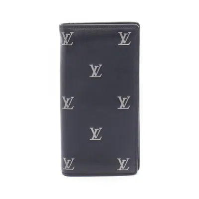 Pre-owned Louis Vuitton Black Leather Long Wallet (bi-fold) ()