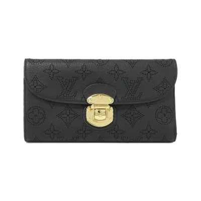 Pre-owned Louis Vuitton Black Leather Long Wallet (tri-fold) ()