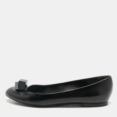 Pre-owned Louis Vuitton Black Leather Lovely Ballet Flats Size 38