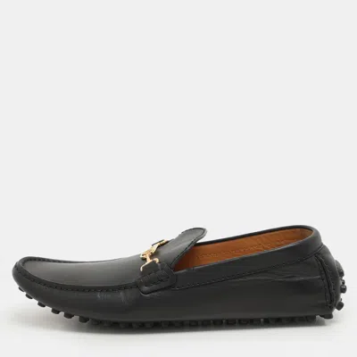 Pre-owned Louis Vuitton Black Leather Lv Club Slip On Loafers Size 40