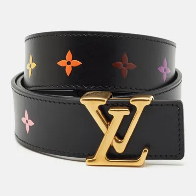 Pre-owned Louis Vuitton Black Leather Lv New Wave Belt 80 Cm