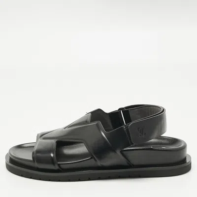 Pre-owned Louis Vuitton Black Leather Lv Oasis Slingback Slide Sandals Size 40