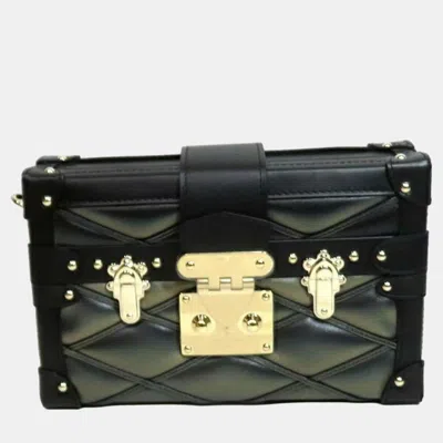 Pre-owned Louis Vuitton Black Leather Malletage Petite Malle Trunk Clutches