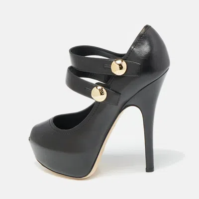 Pre-owned Louis Vuitton Black Leather Mary Jane Pumps Size 37.5