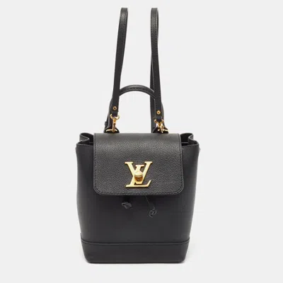 Pre-owned Louis Vuitton Black Leather Mini Lockme Backpack