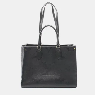 Pre-owned Louis Vuitton Black Leather Mm Onthego Tote Bag