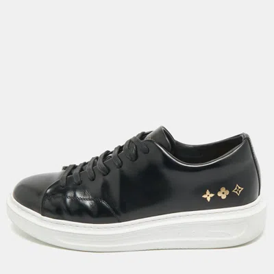 Pre-owned Louis Vuitton Black Leather Monogram Debossed Time Out Sneakers Size 40..5