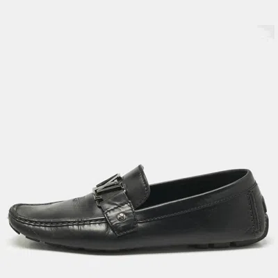 Pre-owned Louis Vuitton Black Leather Monte Carlo Loafers Size 41.5