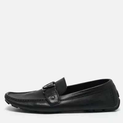 Pre-owned Louis Vuitton Black Leather Monte Carlo Loafers Size 42.5