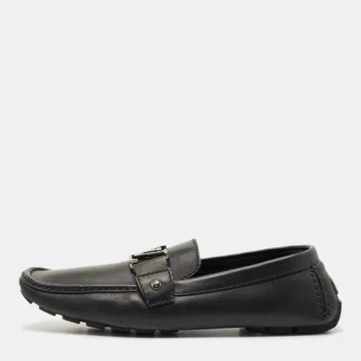 Pre-owned Louis Vuitton Black Leather Monte Carlo Loafers Size 42.5