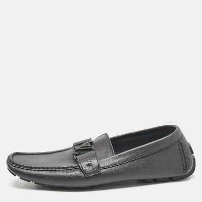 Pre-owned Louis Vuitton Black Leather Monte Carlo Loafers Size 44.5