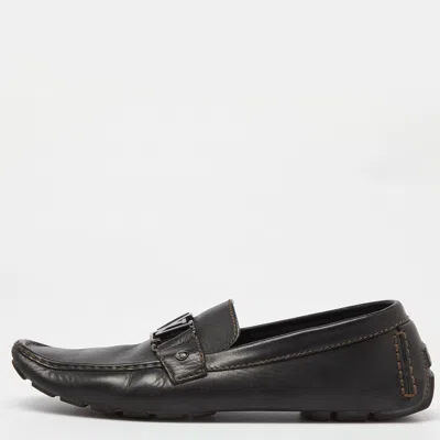 Pre-owned Louis Vuitton Black Leather Monte Carlo Loafers Size 45.5