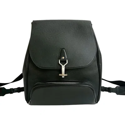 Pre-owned Louis Vuitton Black Leather Nylon Backpack ()