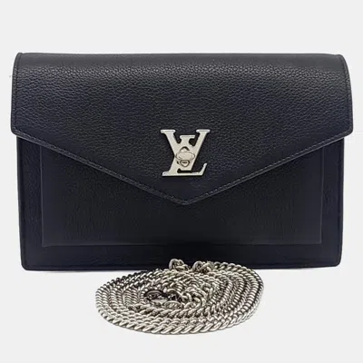 Pre-owned Louis Vuitton Black Leather Pochette My Lock Me Chain Crossbody Bag
