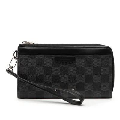 Pre-owned Louis Vuitton Black Leather Pvc Long Wallet (bi-fold) ()