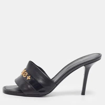 Pre-owned Louis Vuitton Black Leather Revival Slide Sandals Size 39