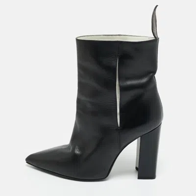 Pre-owned Louis Vuitton Black Leather Rodeo Queen Ankle Length Boots Size 38.5