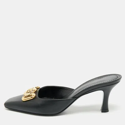 Pre-owned Louis Vuitton Black Leather Rotary Mules Size 38
