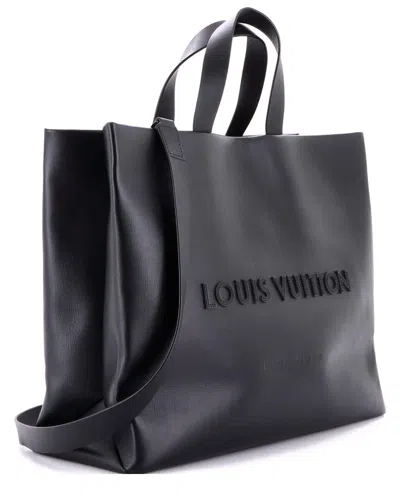 Louis Vuitton Black Leather Shopper Mm (authentic Pre-loved)