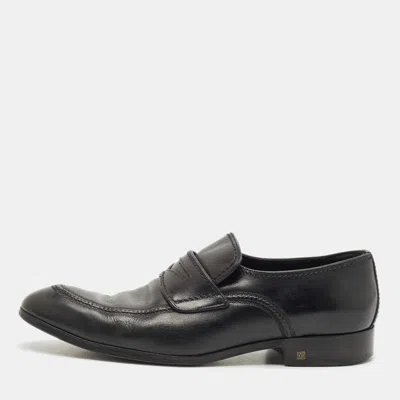Pre-owned Louis Vuitton Black Leather Slip On Loafers Size 41